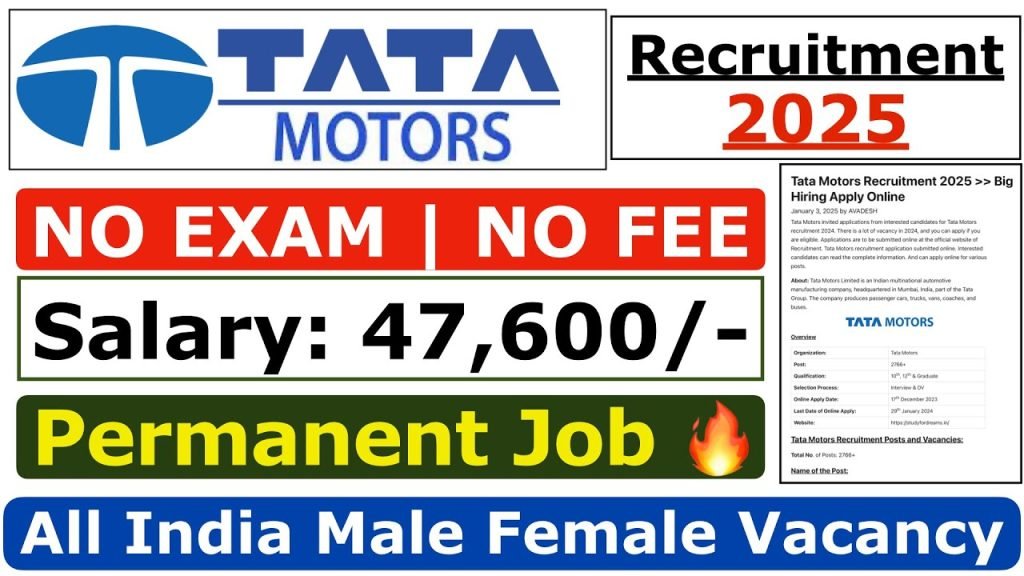 Tata Motors Recruitment 2025 | Tata Motors Hiring 2025 | Tata Motors Job Vacancy 2025